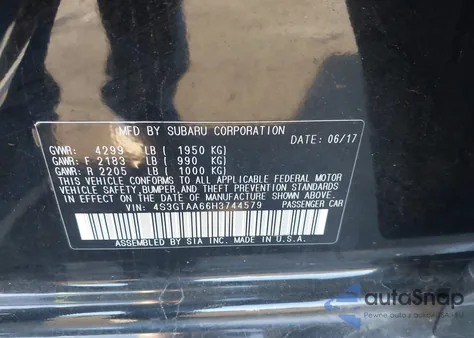 2017 Subaru Impreza 2.0I from USA, damaged, VIN 4S3GTAA66H3744579